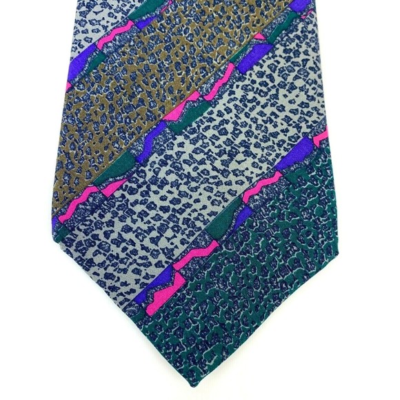 MISSONI Diagonal Animal Print Striped Multicolor 100% Silk Necktie - Needs fix - Picture 5 of 12